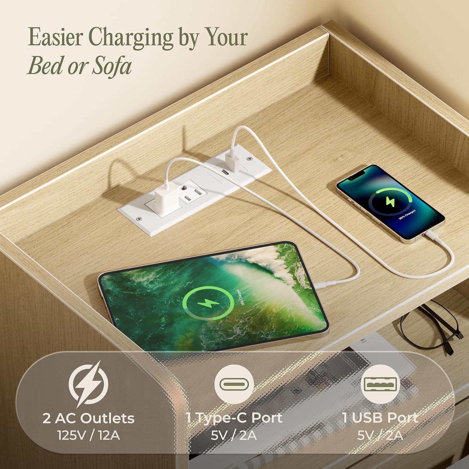Detalle 2 de Huuger Nightstand Set in Natural