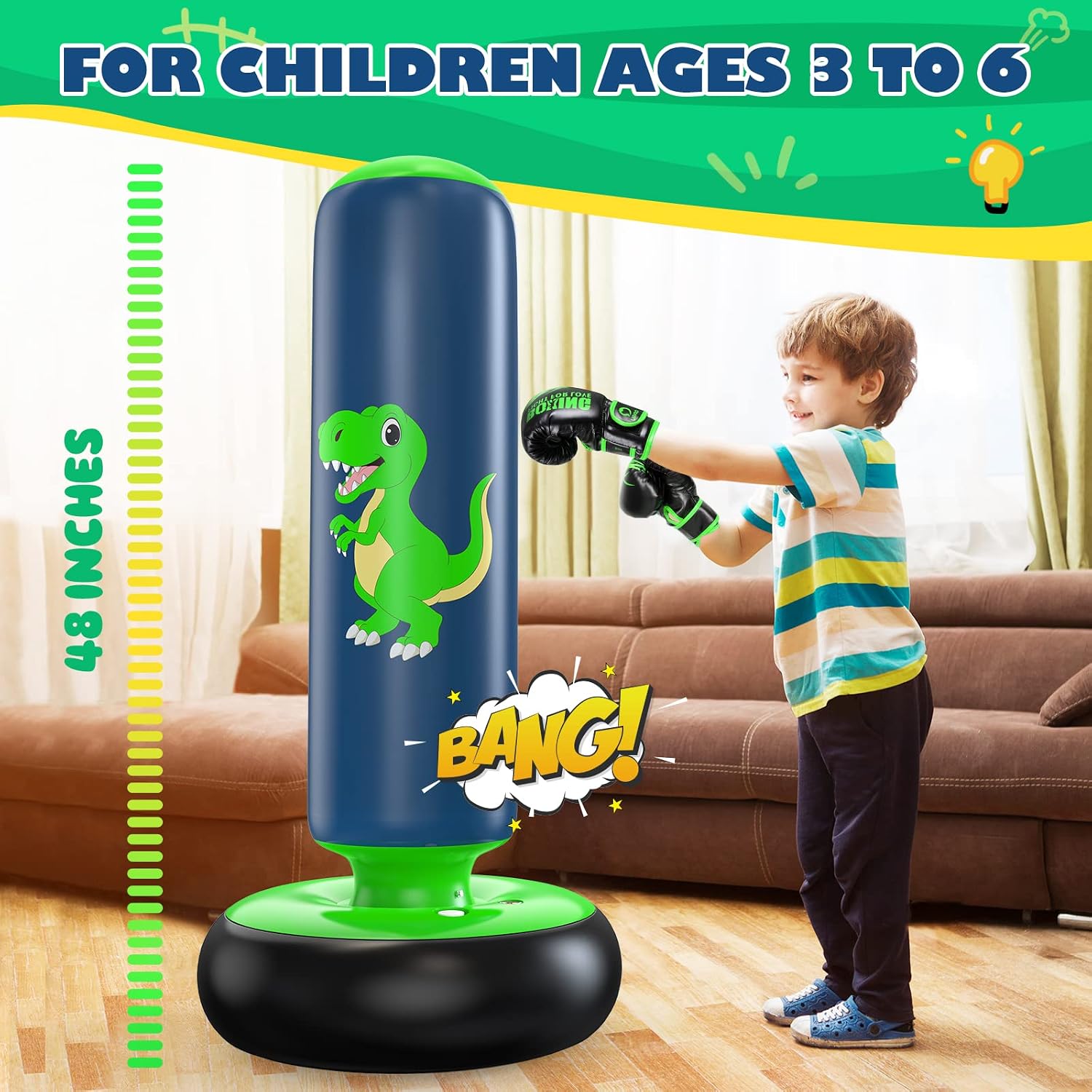 Detalle 2 de QPAU 48 Inch Inflatable Punching Bag for Kids đ„