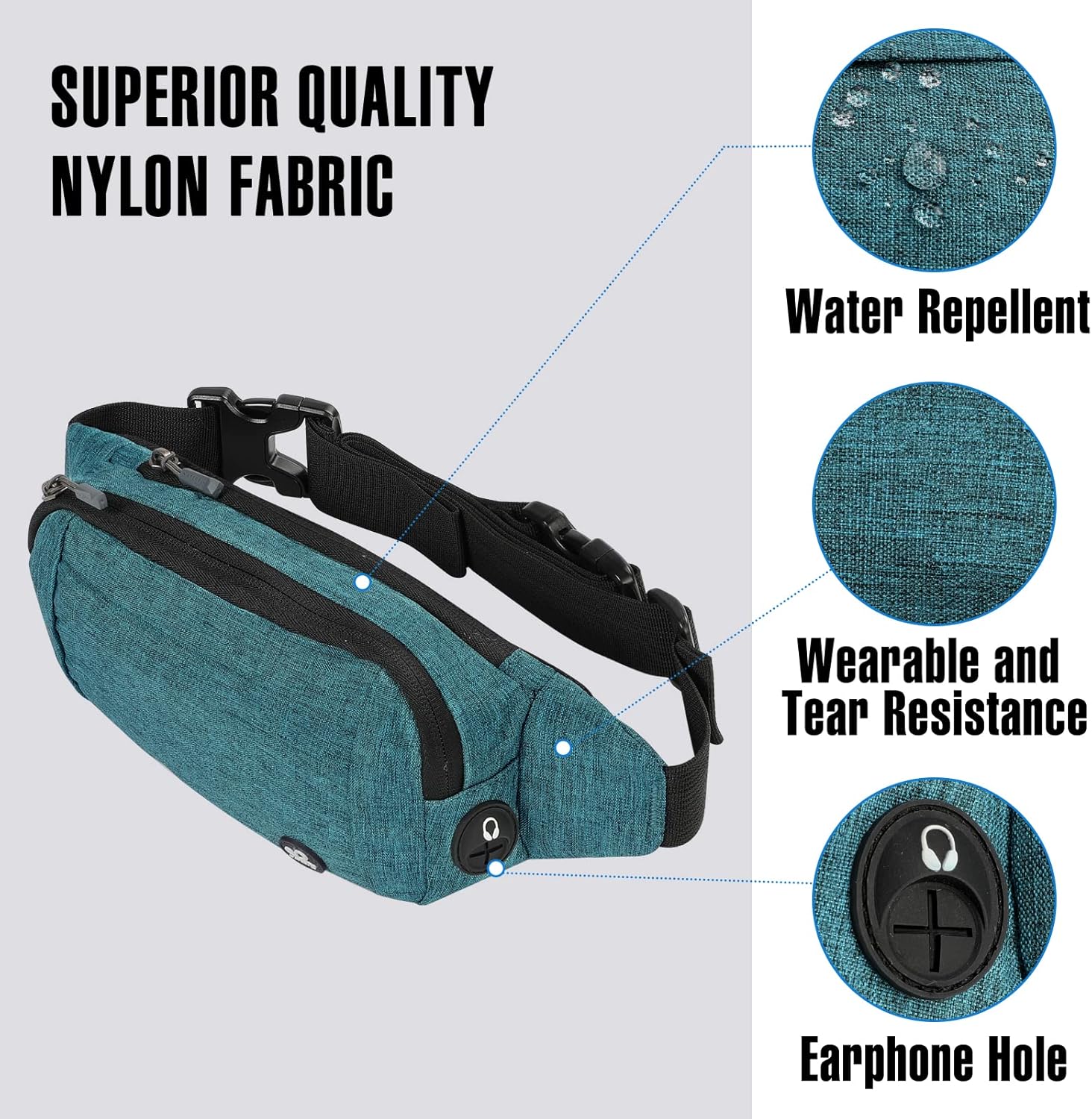 Detalle de Waterfly Bumbags Waist Fanny Pack – Adjustable Belt, Multi‑Compartment Sport Bag