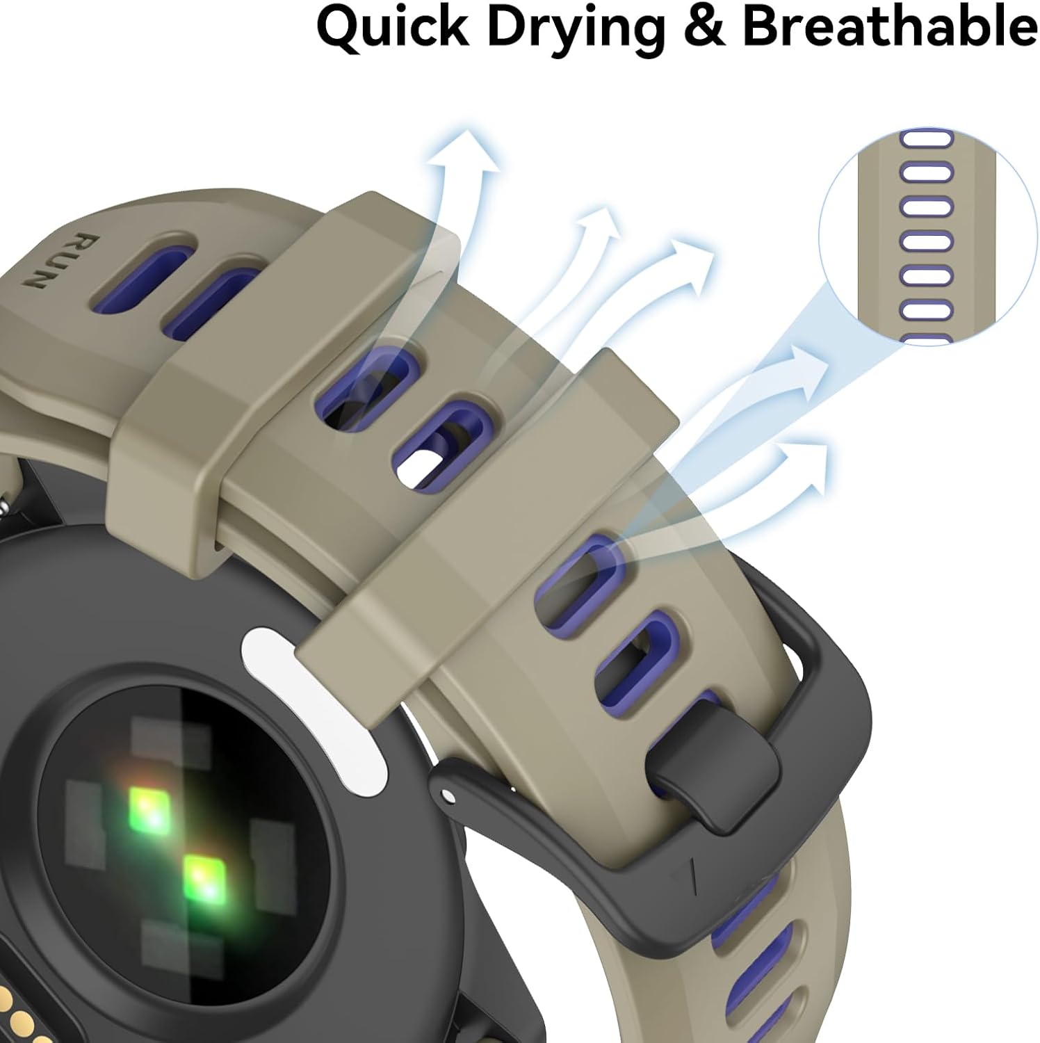 Detalle de OVERSTEP 22mm Silicone Quick Release Waterproof Sport Strap for Garmin, Coros & more