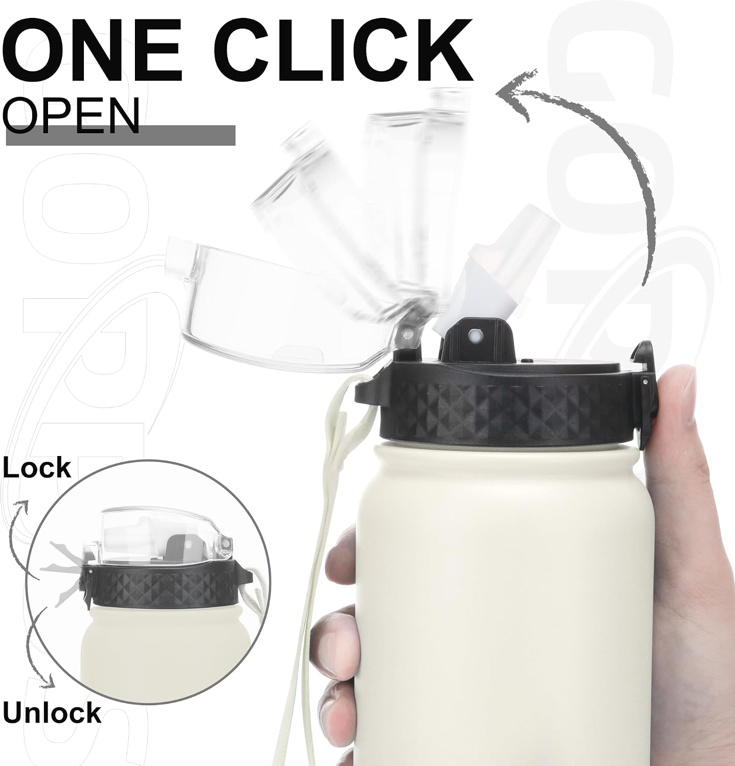 Detalle 2 de GOPPUS 1L stainless water bottle with straw 🚰