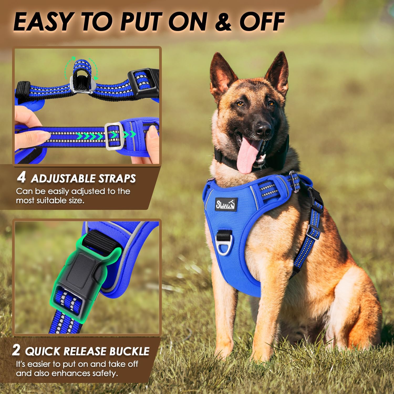 Thumbnail 6 de Eyein Dog Harness Large Dog – Anti-Pull Adjustable Heavy Duty Vest Harness