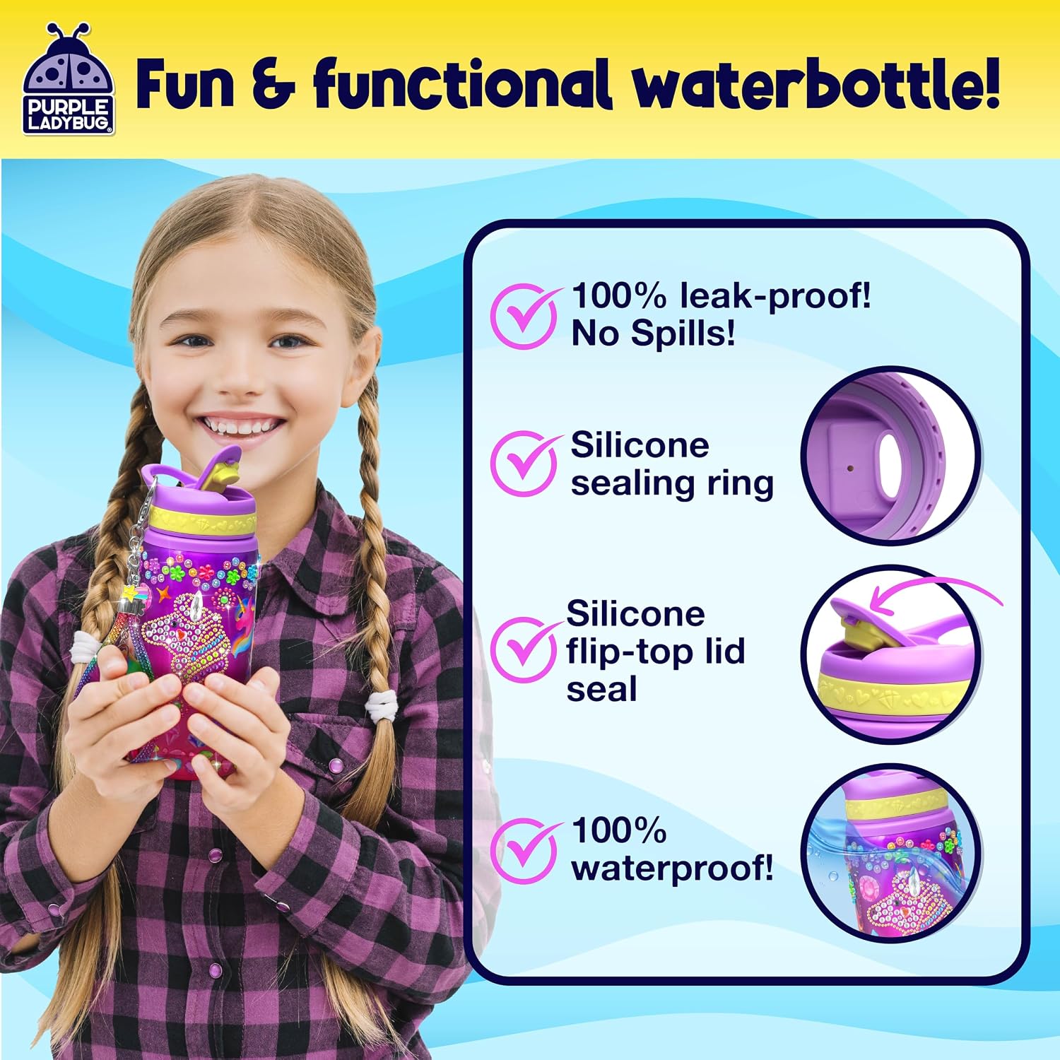 Thumbnail 4 de Purple Ladybug Decorate Your Own Water Bottle