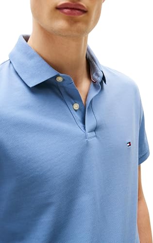 Detalle 2 de Tommy Hilfiger Polo de manga corta para hombre 1985 Regular Fit en Brisk Blue, talla XL