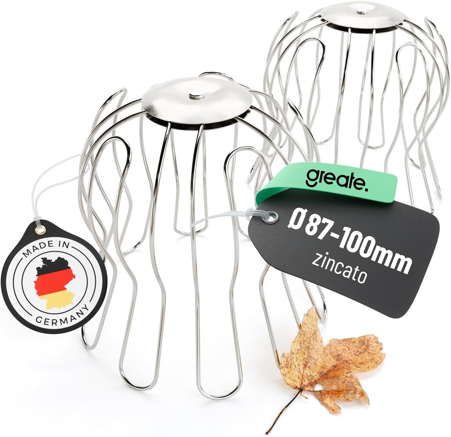 Detalle de Greate – 2x Protezione antifoglia per grondaie zincata regolabile 87–100 mm, filtro per foglie, resistente e facile da installare