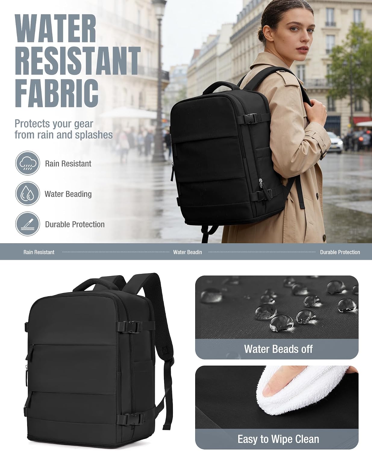 Detalle 2 de BJLFS Vakuum Reiserucksack mit Pumpe – 40x30x20 cm, 16 Zoll Laptopfach, Ryanair Handgepäck