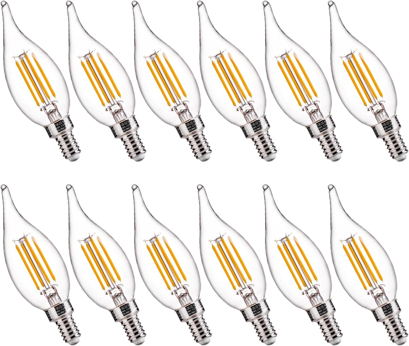 Detalle de FLSNT CA11 E12 LED Candelabra Bulbs, Dimmable 2700K, 12-Pack