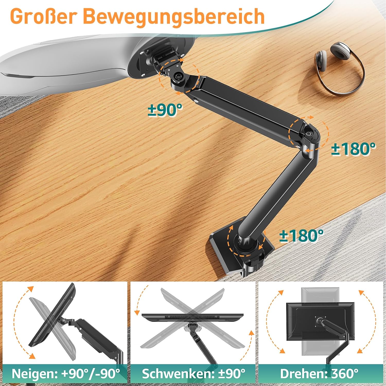 Detalle de ELIVED EV3227 Monitorarm für bis zu 49 Zoll