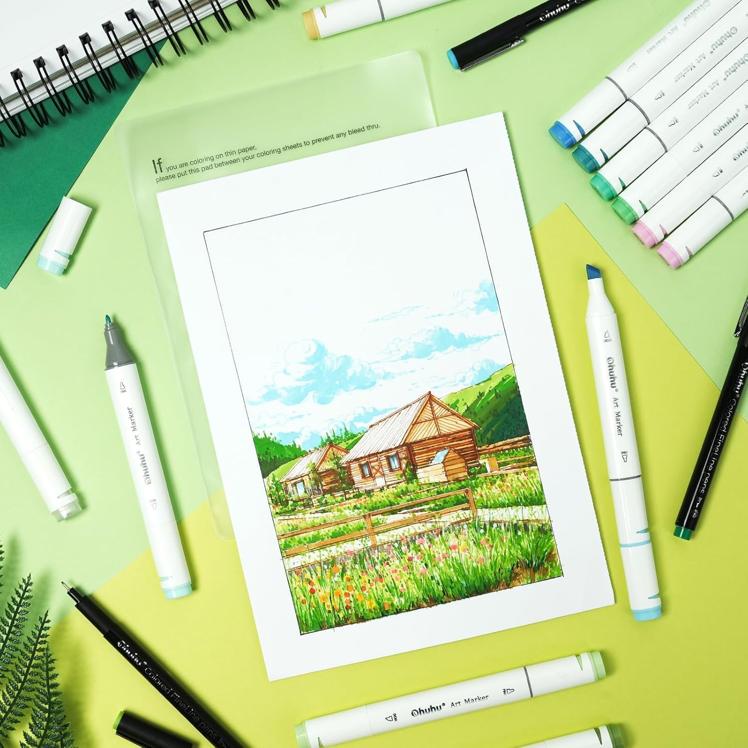 Thumbnail 1 de Ohuhu Alcohol Markers – AP certificated 80-colour dual tip set with chisel & fine nibs, refillable