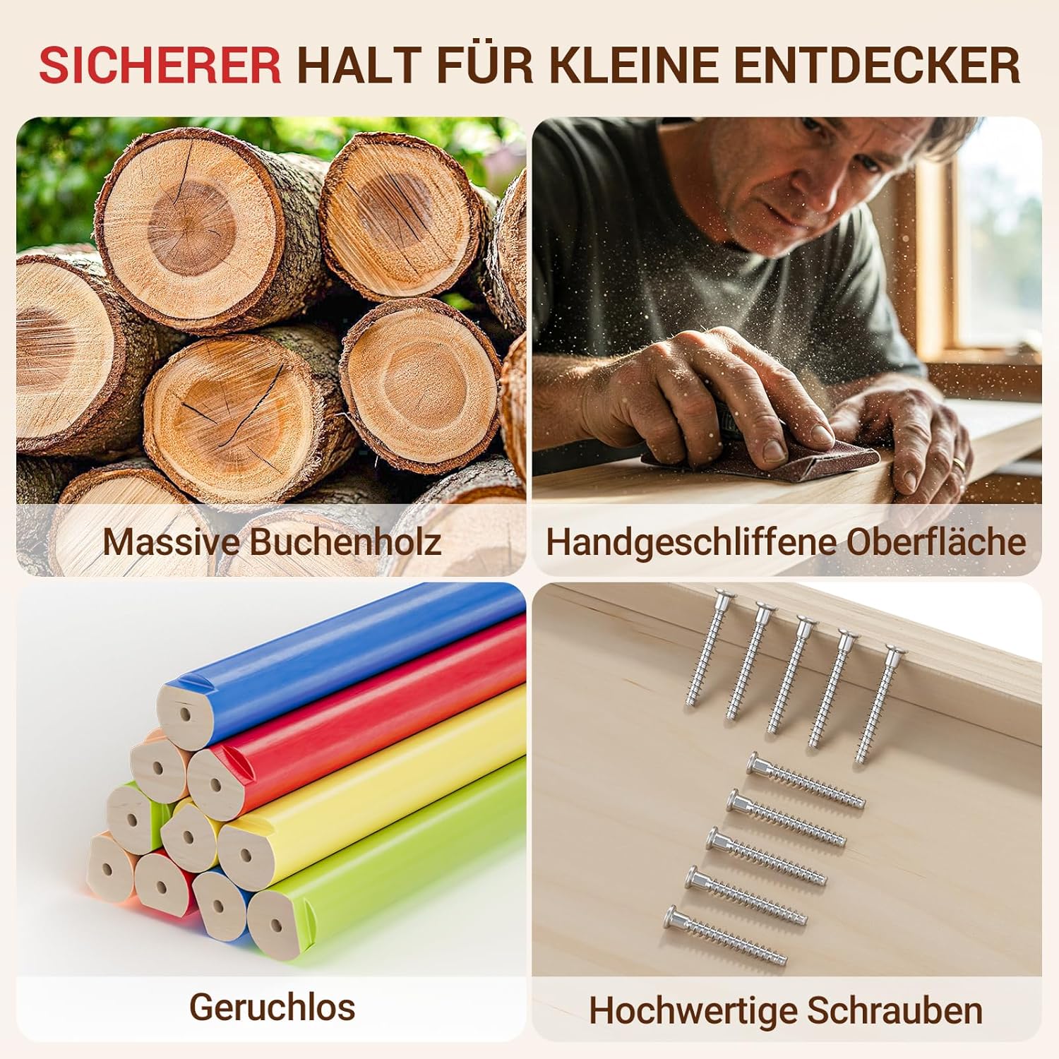 Thumbnail 6 de COSYLAND Indoor Klettergerüst L – Großes Kletterdreieck-Set mit Kletterbogen & Rutsche (8-in-1) für Kinder ab 18 Monaten