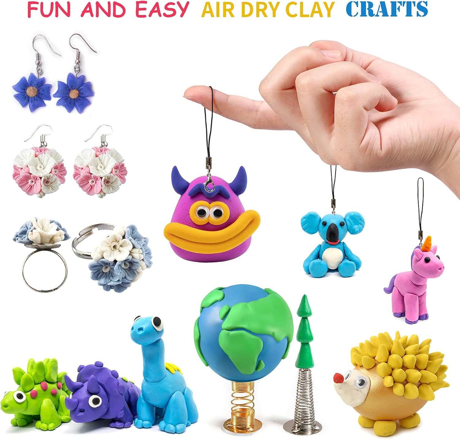 Detalle de Ecurfu Air Dry Clay 24 Colors – Creative DIY Modeling Kit for Kids and Adults