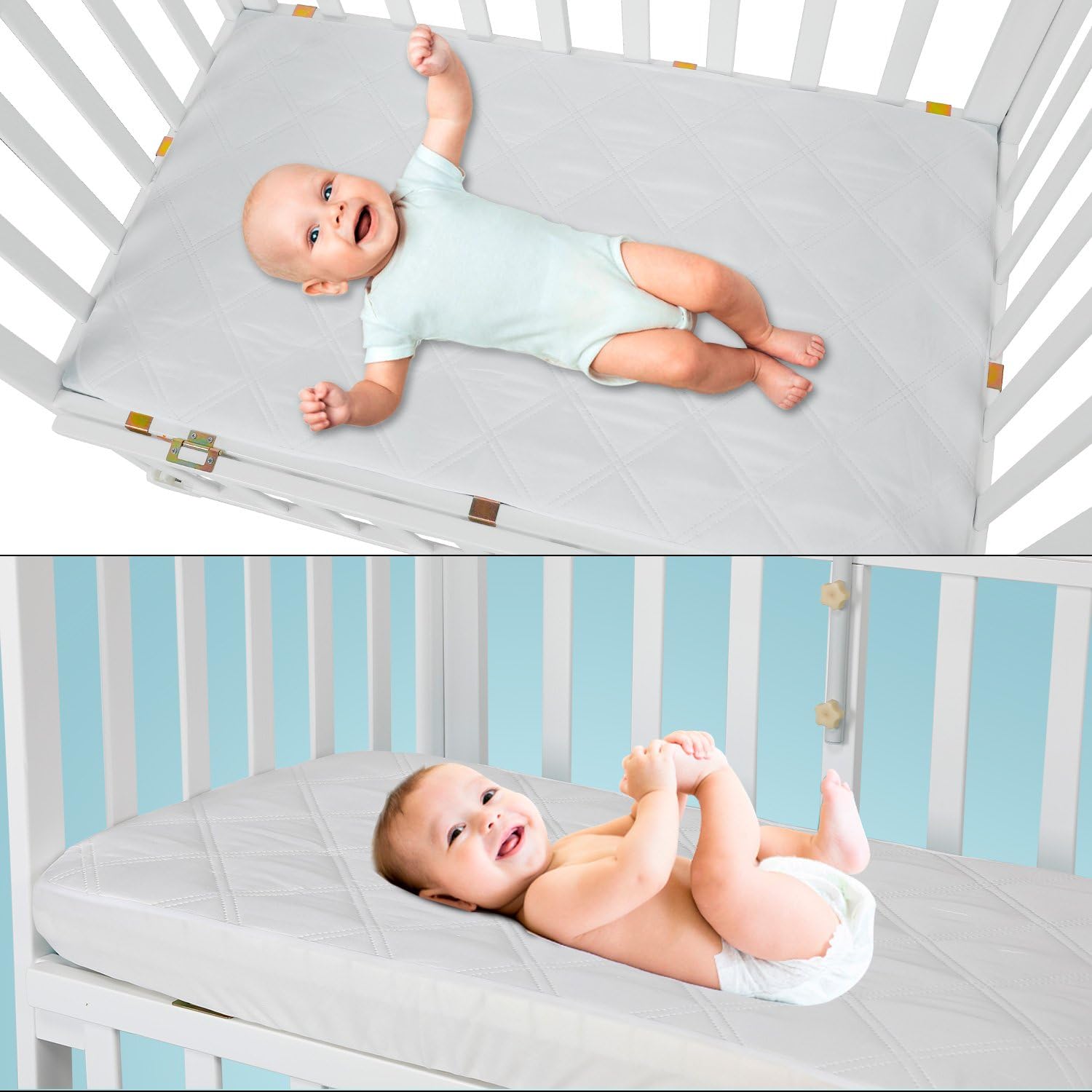 Detalle de Yoofoss Next to Me Crib Mattress Protector (Waterproof) 51 x 85 cm – Waterproof breathable baby cover