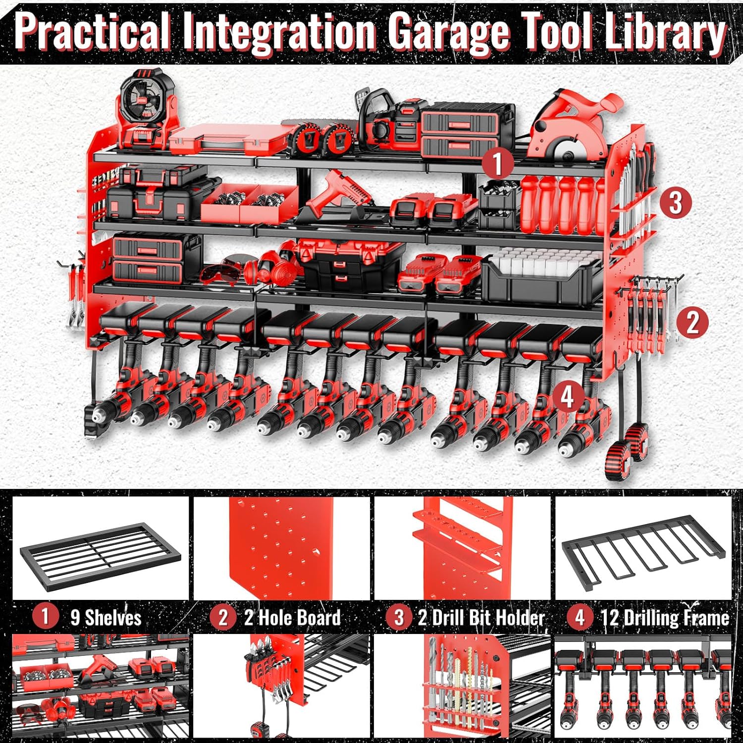 Thumbnail 2 de VeyFolzin.st Large Wall Tool Organizer 12 Holders 🛠