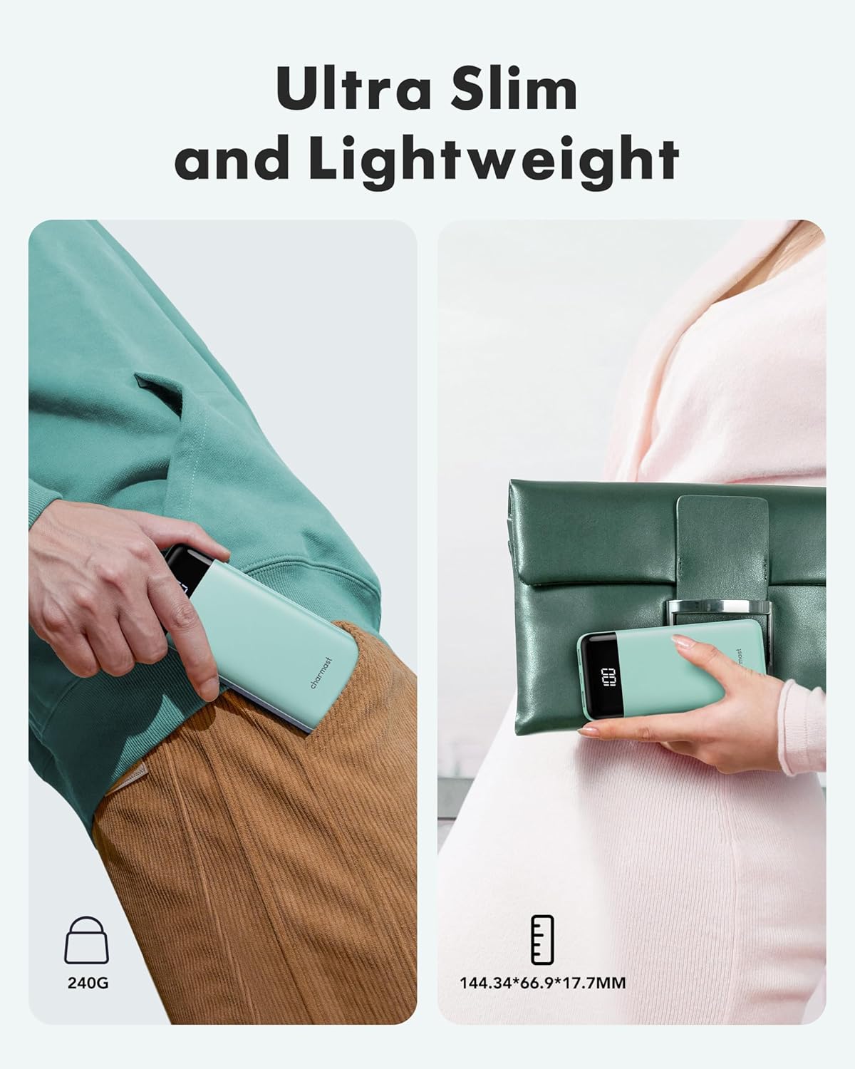 Thumbnail 2 de charmast Power Bank with Built-in Cables (x4) 10,000mAh – USB-C portable charger with 6 outputs