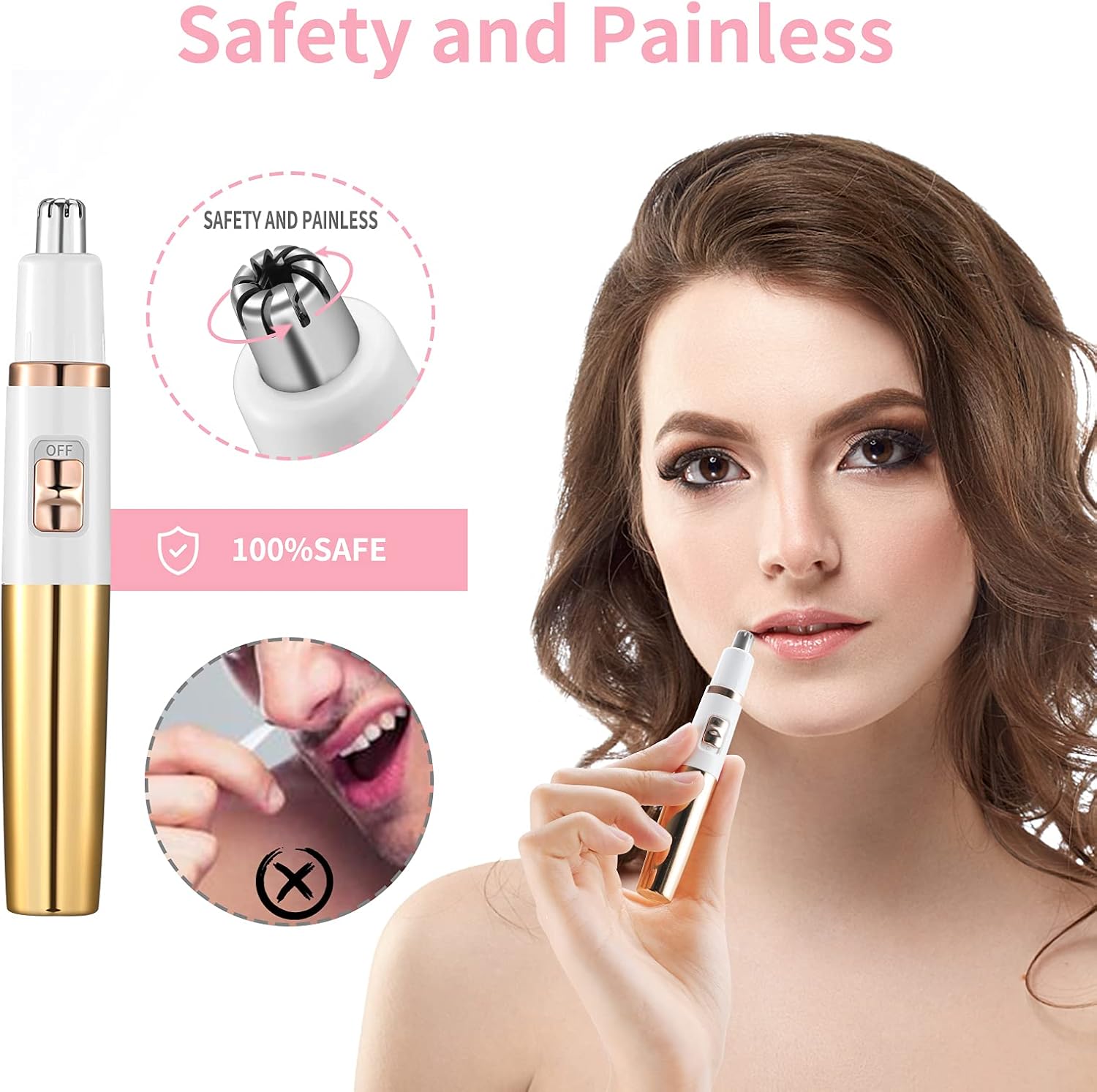 Detalle de Ear and Nose Hair Trimmer for Women Waterproof Battery-operated
