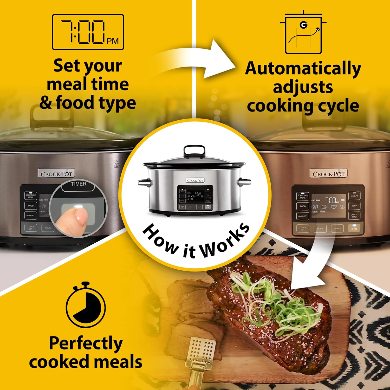Thumbnail 3 de Crock-Pot TimeSelect Digital Slow Cooker (5.6 L) – Programmable, Keep Warm, and Energy Efficient