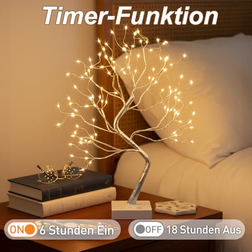 Detalle de Delichter Lichterbaum Lichterzweige – 108 LEDs, USB/Batterie, 45 cm, 8 Lichtmodi