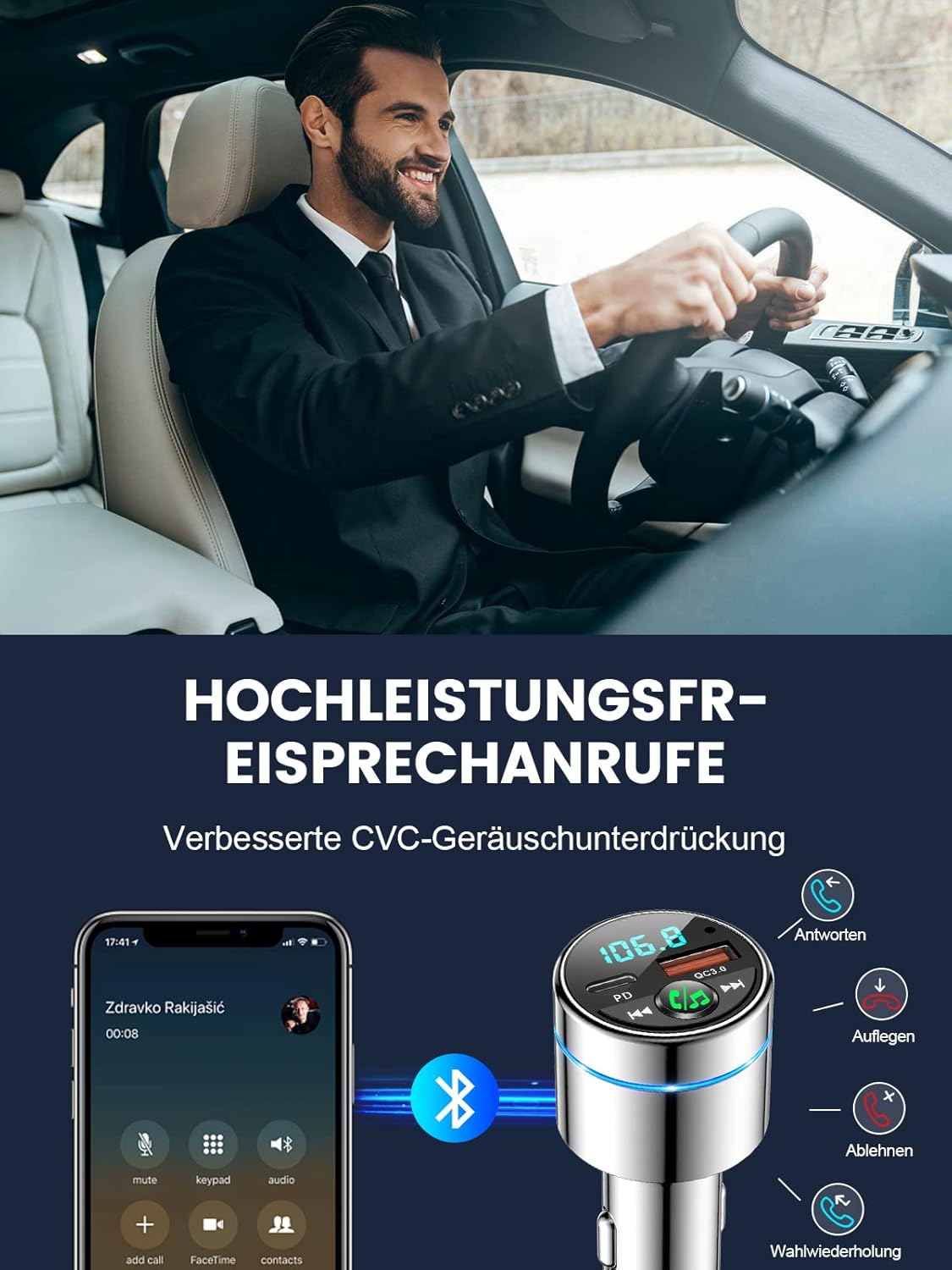Detalle 2 de Mohard FM Transmitter Bluetooth 5.3 30W