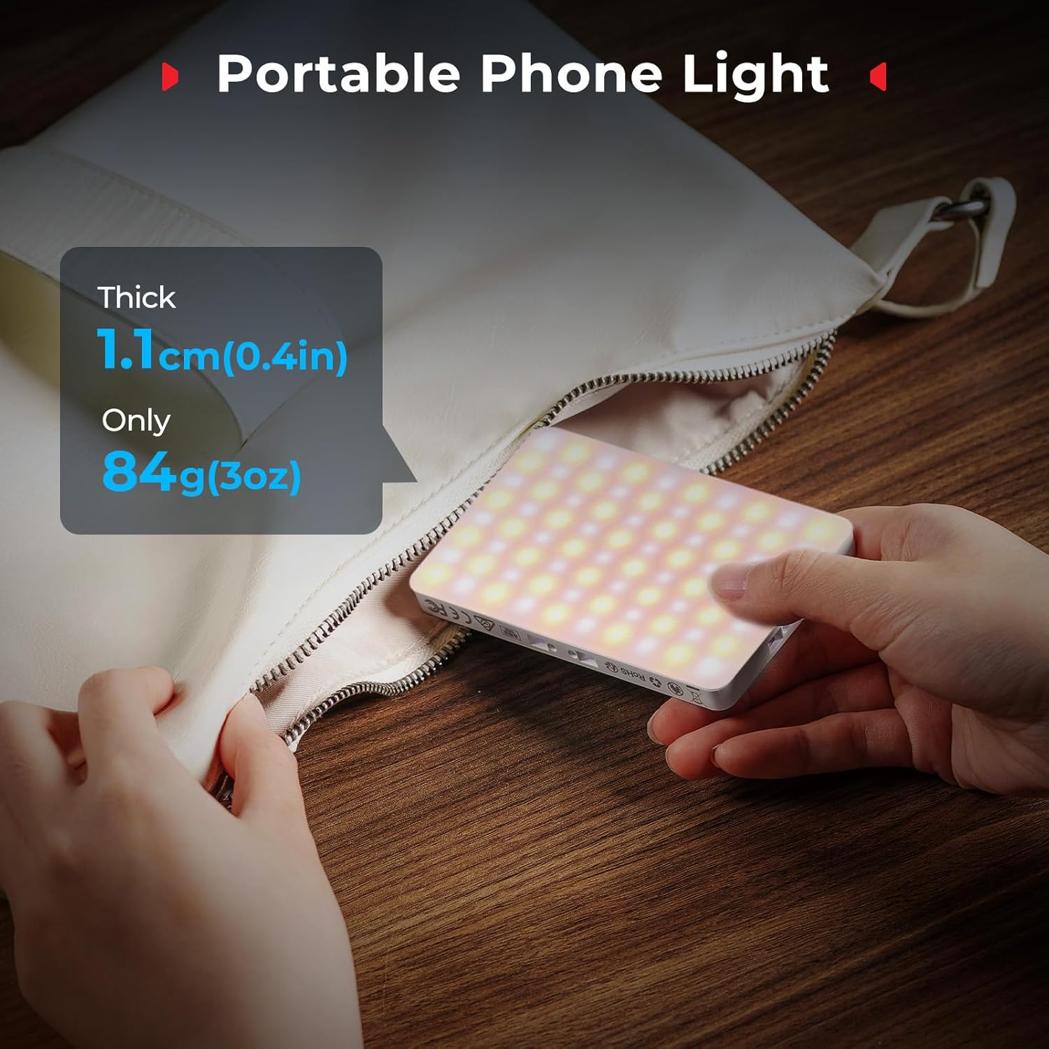 Thumbnail 6 de SMALLRIG M3: Luce video magnetica LED clip-on 120 LED, 2700–6500K, 2000 mAh, USB-C, bianca