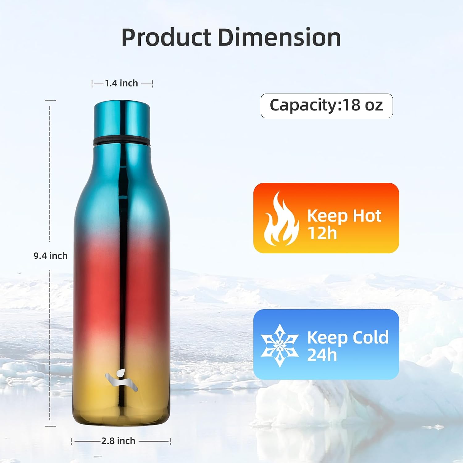 Detalle de Konokyo Insulated Water Bottle 18 oz