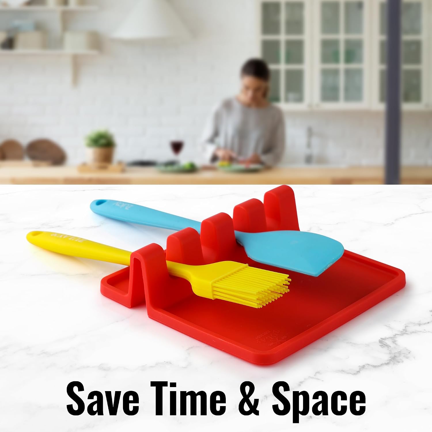 Thumbnail 6 de Zulay Kitchen Silicone Spoon Rest, Red