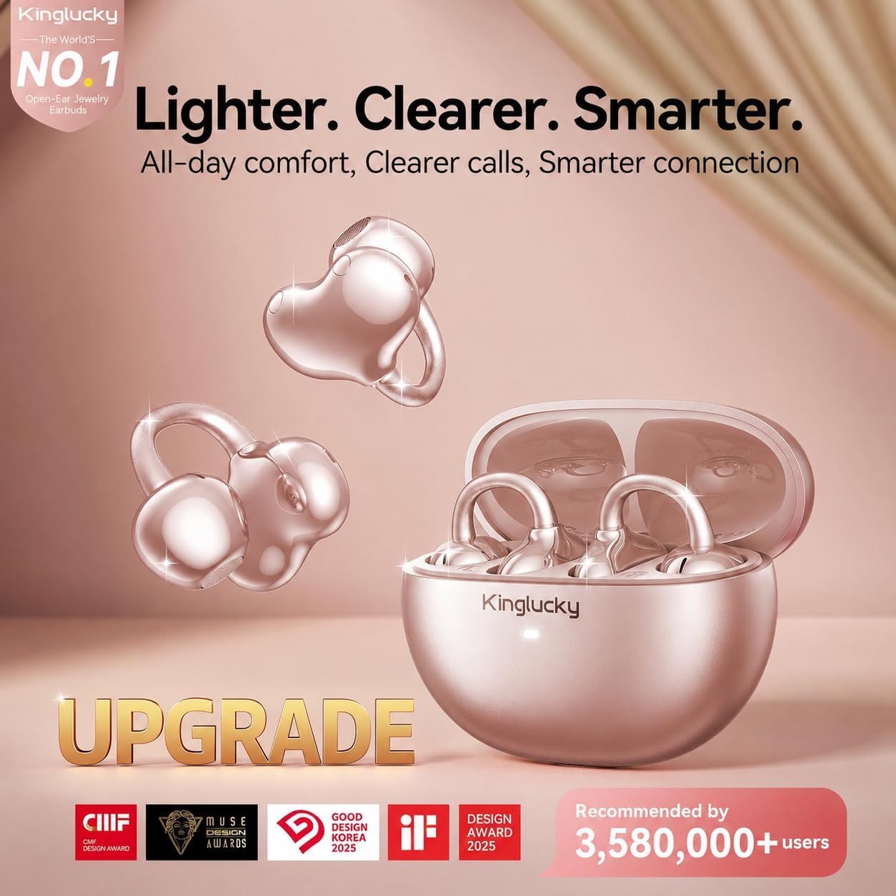Detalle 2 de Kinglucky Upgraded Clip-On Earbuds 50H playtime