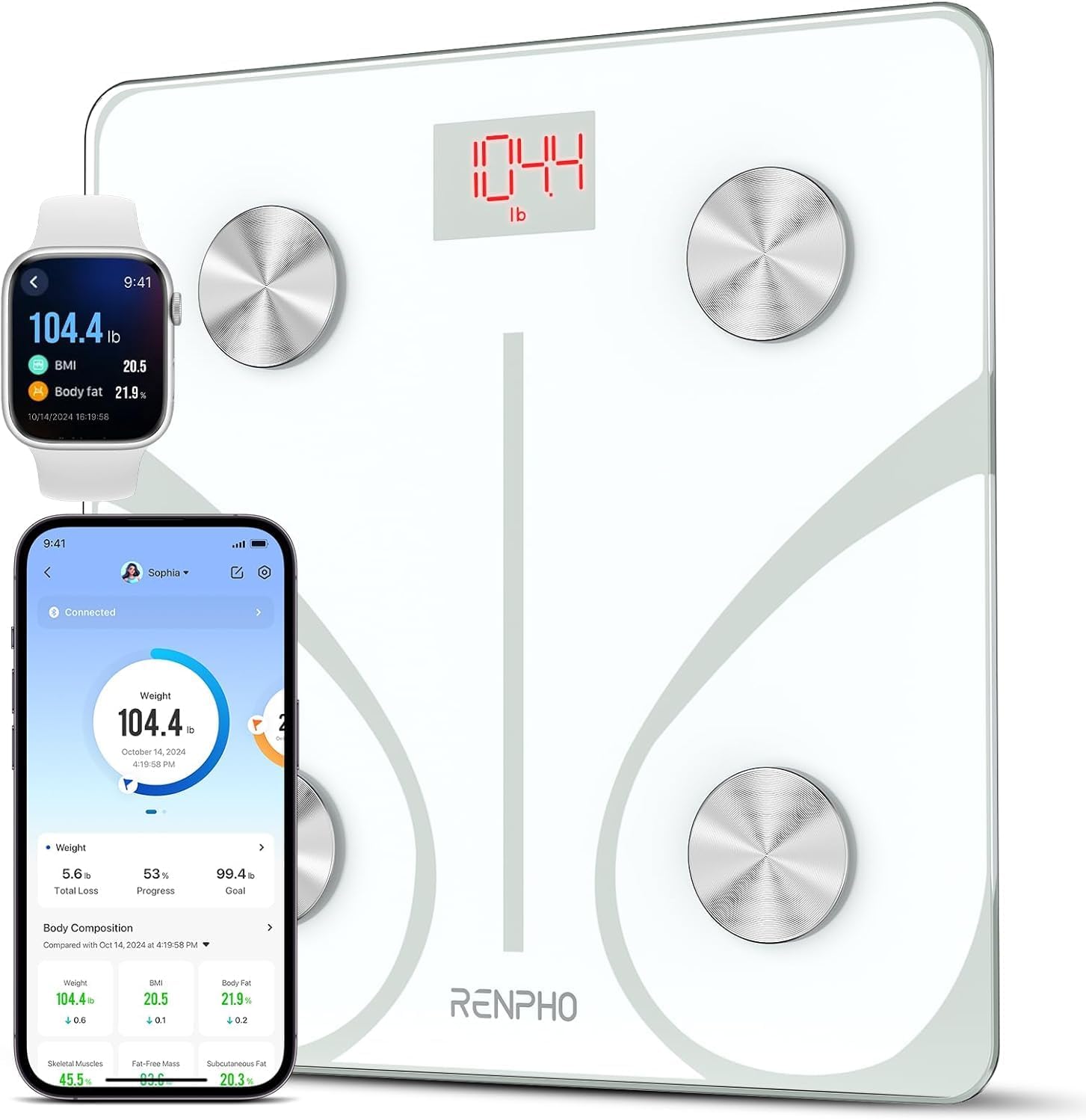Detalle de RENPHO Körperfettwaage Bluetooth 180kg