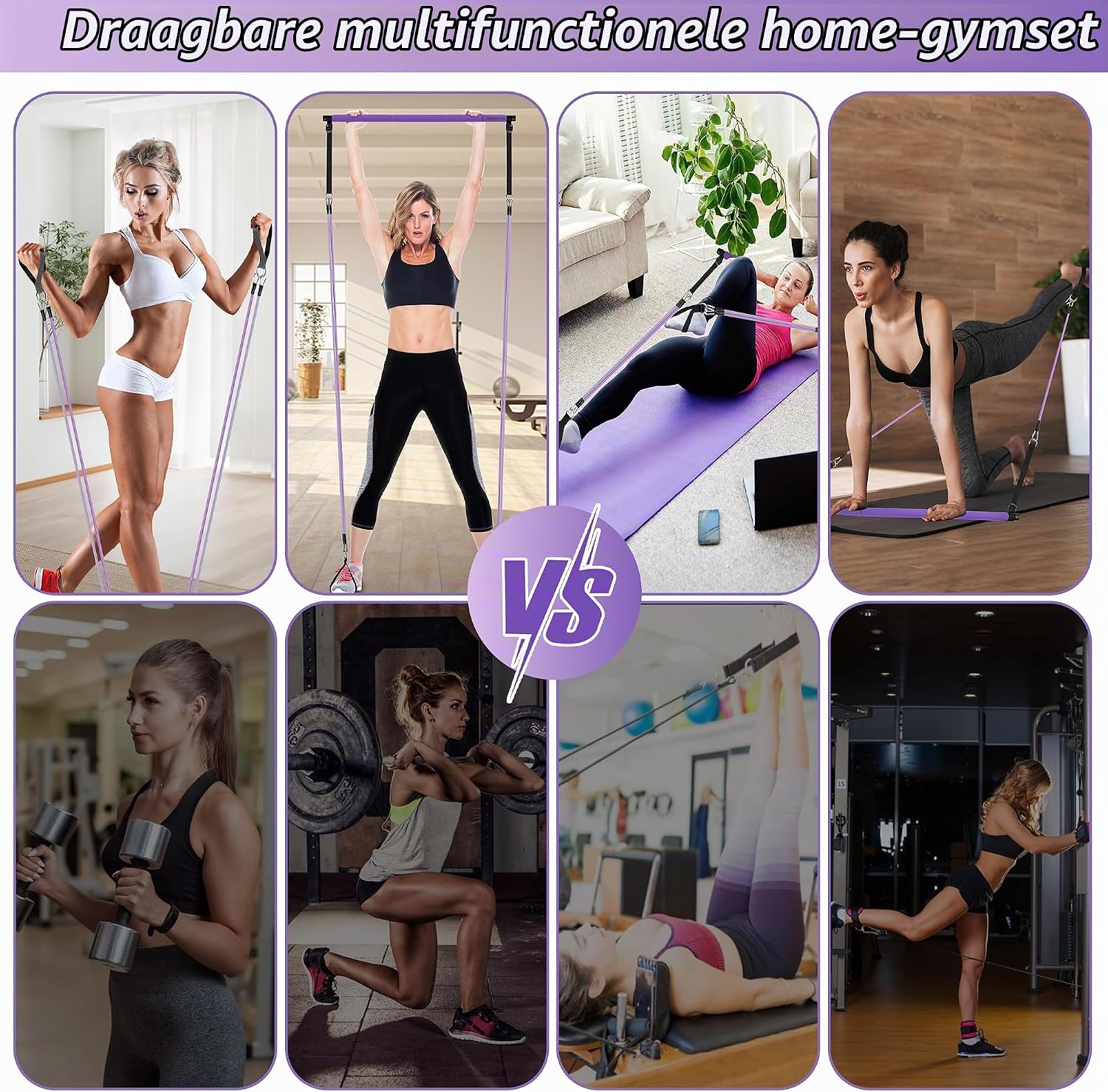 Thumbnail 4 de Goocrun PLTB-Gradient Purple-01 Pilates-stang met verstelbare weerstandsbanden