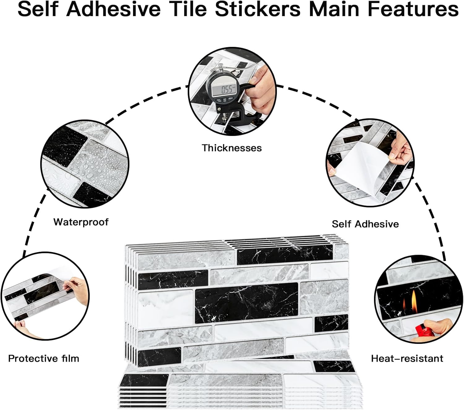 Thumbnail 3 de Decoroom Azulejos Autoadhesivos Blanco y Negro 🏠