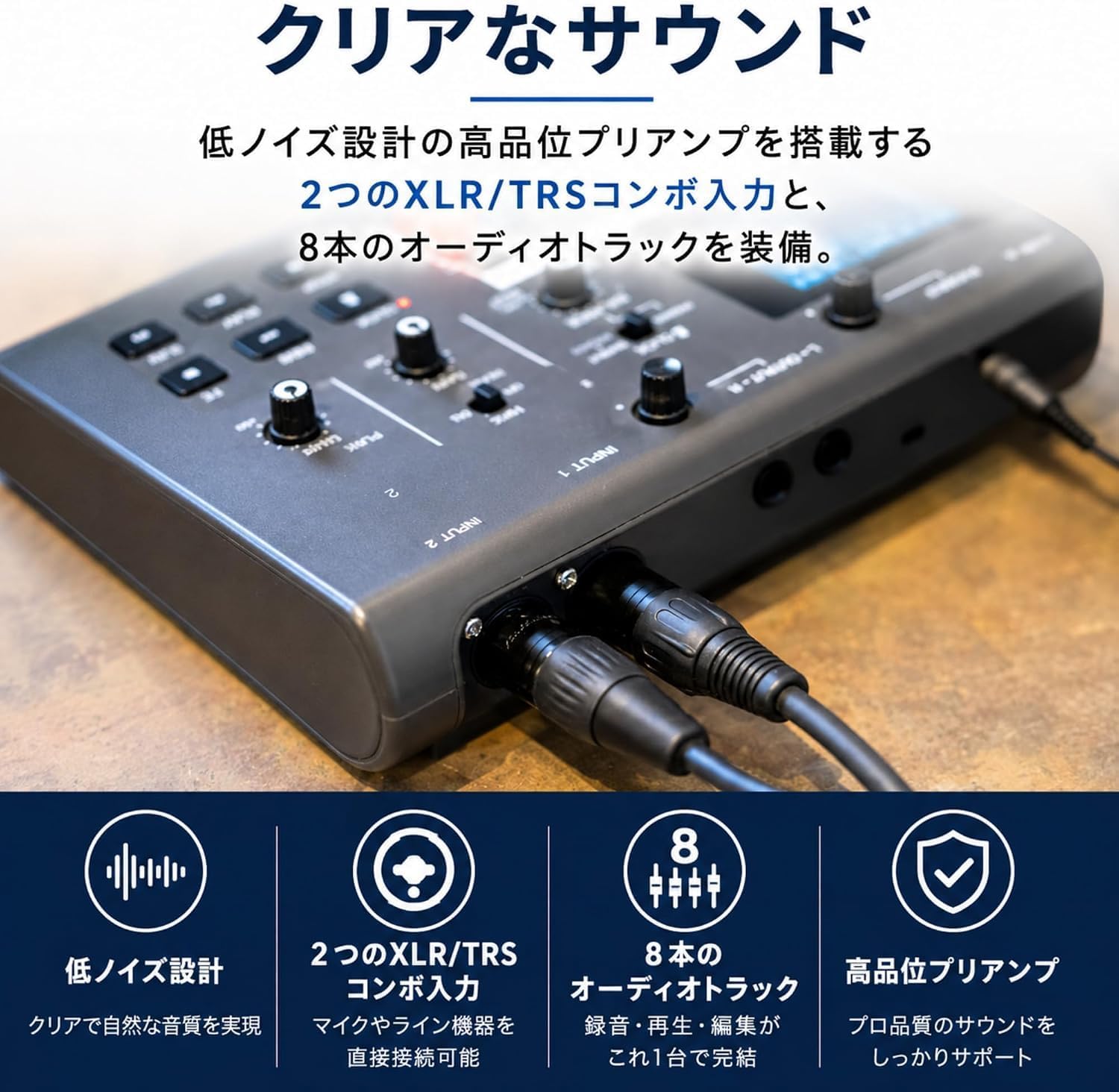 Detalle 2 de ZOOM R12&ZDM-1セット マルチトラックレコーダーとダイナミックマイク