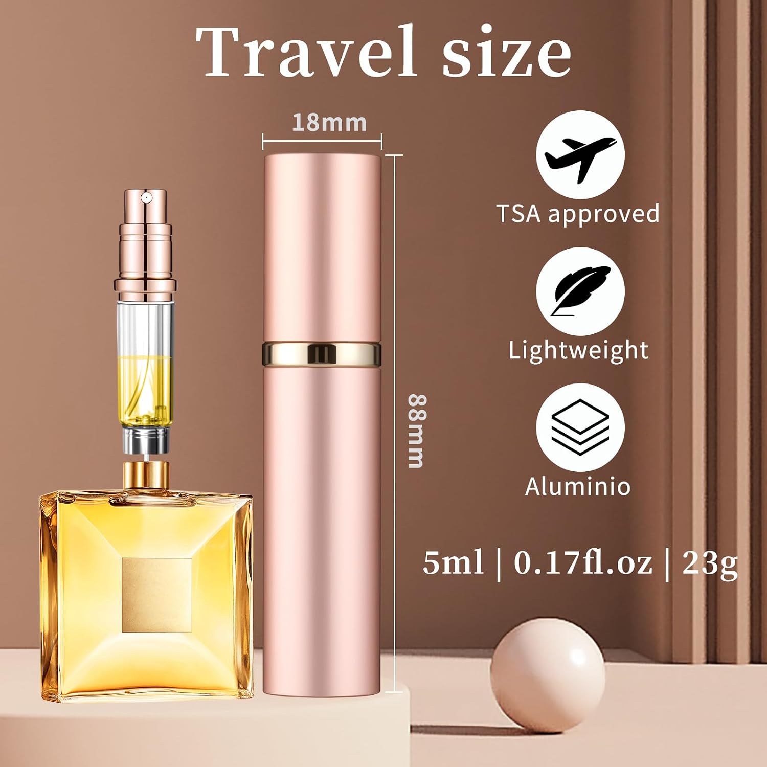 Thumbnail 1 de szyanlai Portable Perfume Atomiser 5ml Rose Gold