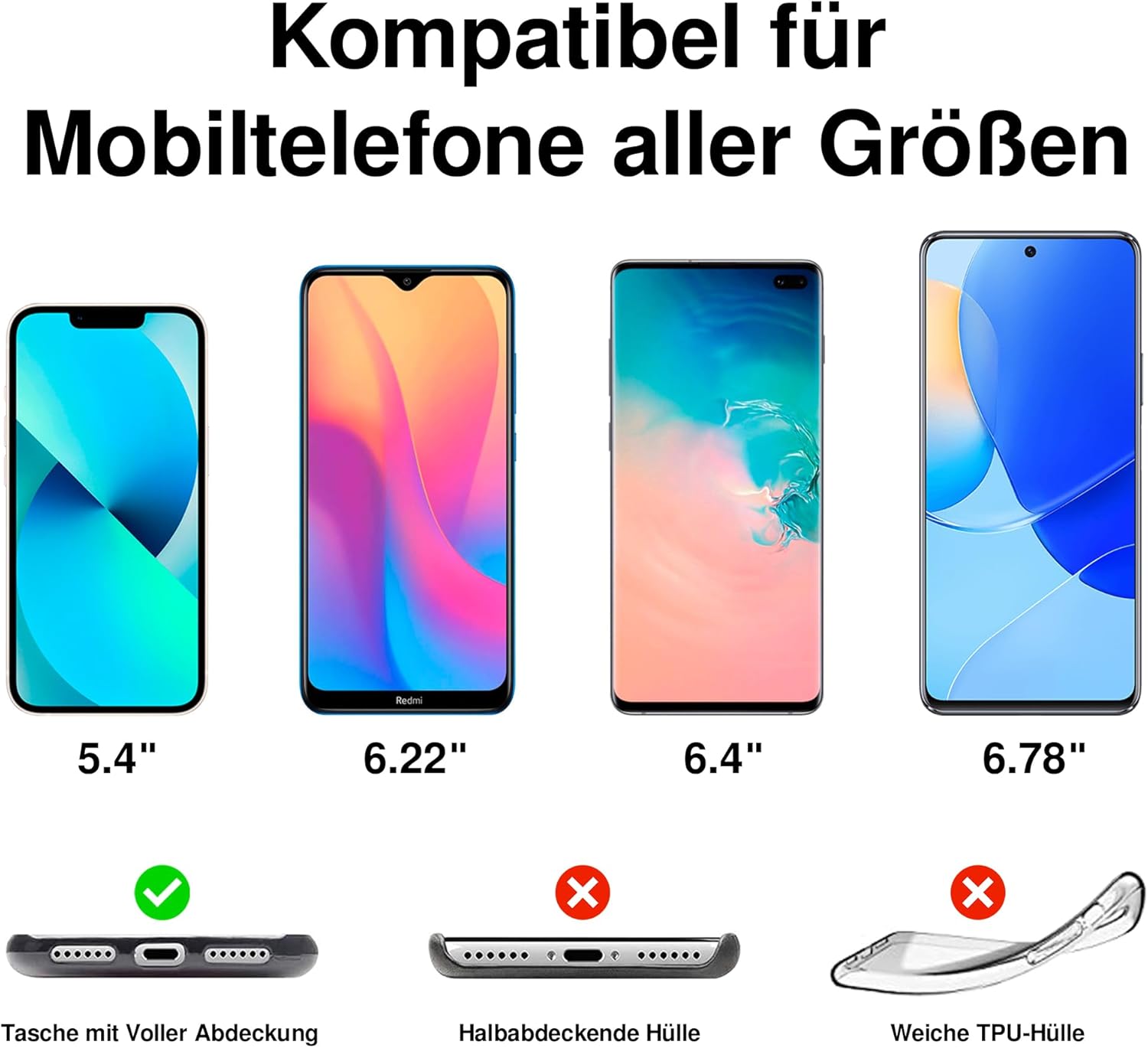 Detalle de TBOC Band Handykette/Schlüsselband (Braun + 2x Weiß Ice) mit Karabiner und Befestigungspatches – universal nutzbar