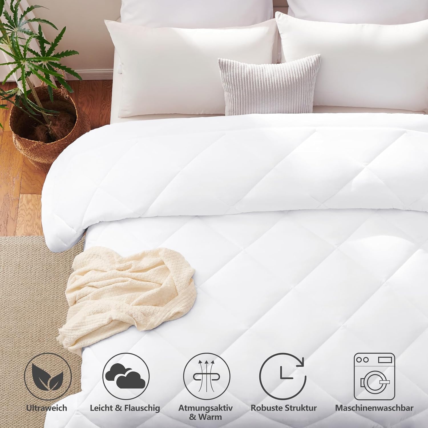 Detalle 2 de CozyLux Bettdecke 135x200 cm – Vier Jahreszeiten, 300 g/m², Mikrofaserfüllung