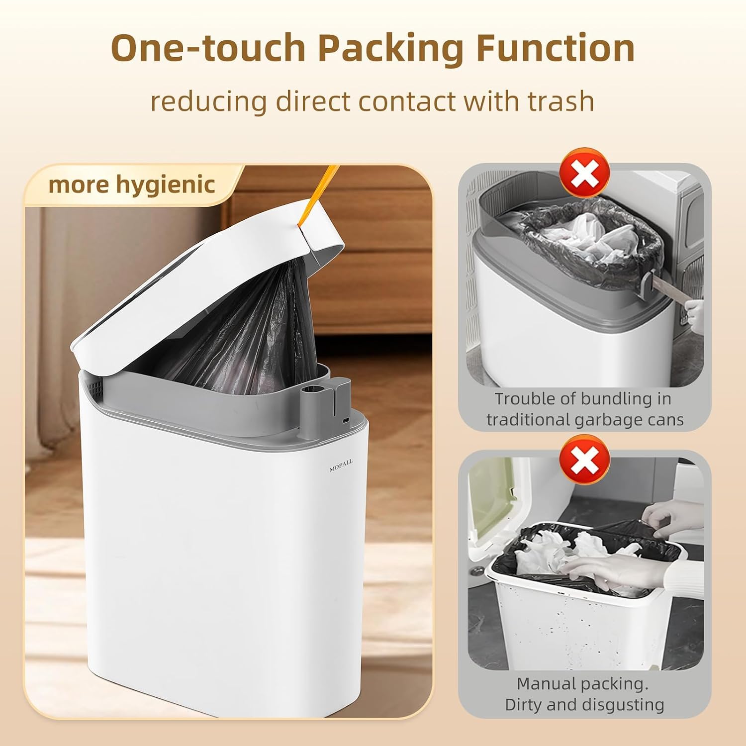Detalle de MOPALL Motion-Sensor Trash Can, 3.5 Gallons