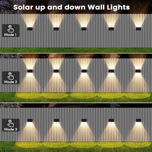 Thumbnail 3 de Aplique solar exterior IIRARA arriba y abajo con 4 LED, IP67 y 3 modos (lámpara inalámbrica para jardín/patio)