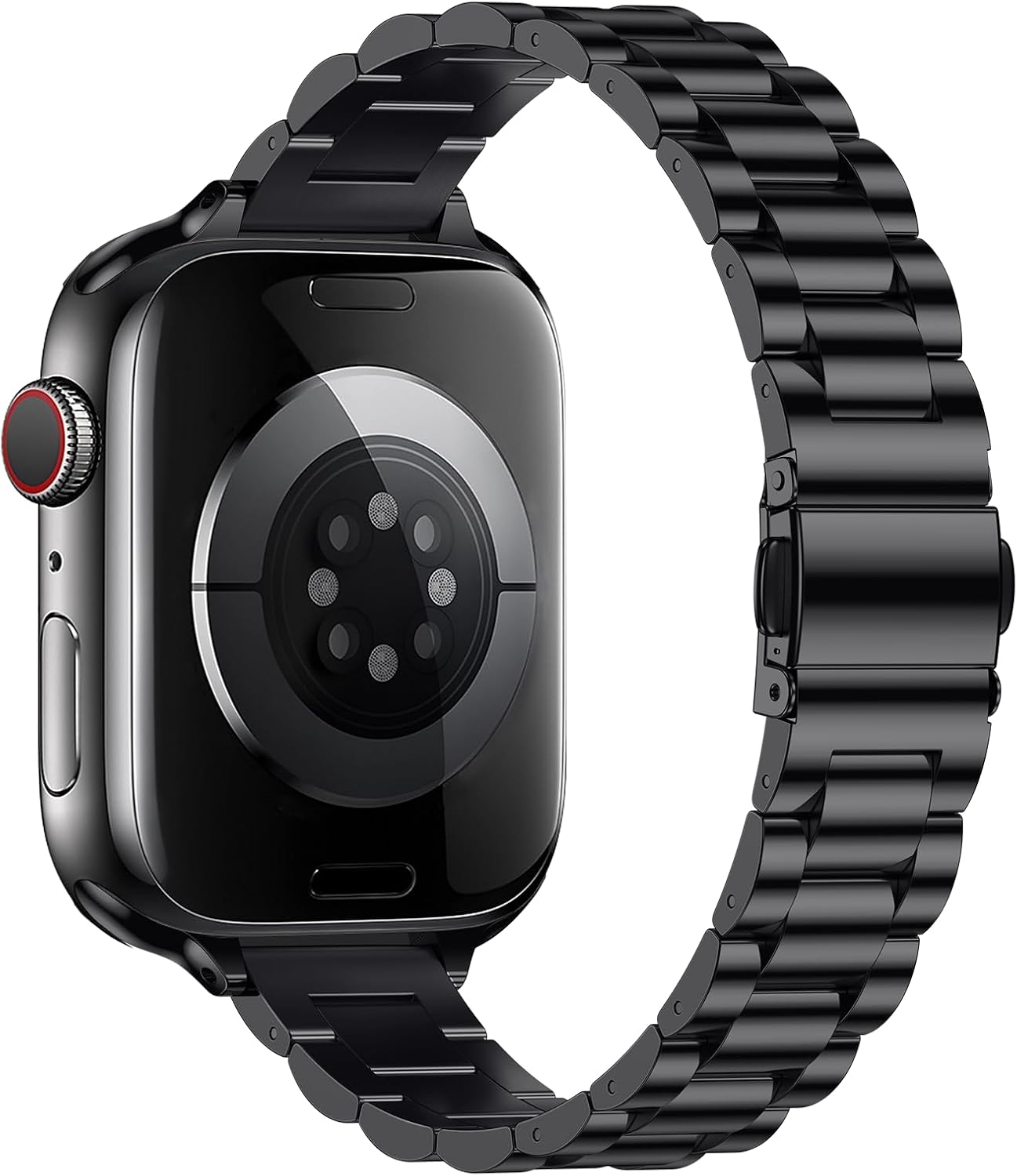 Detalle 2 de Tasikar Thin Stainless Steel Apple Watch Band (38–42mm) – Sleek Black Metal Strap for Series 1–11