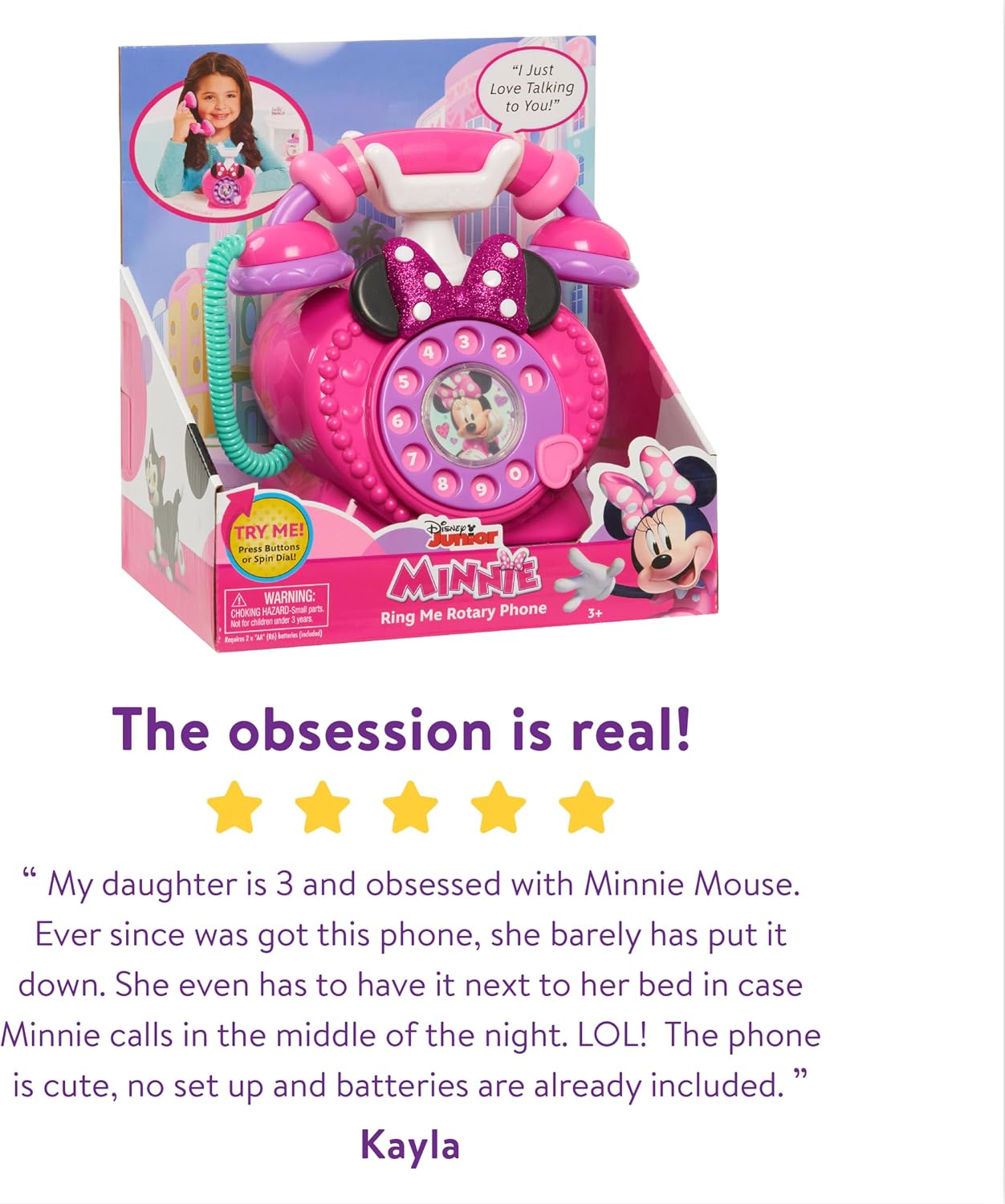 Detalle de Disney Junior Minnie Mouse Ring Me Rotary Pretend Play Phone with Lights and Sounds (Ages 3+)