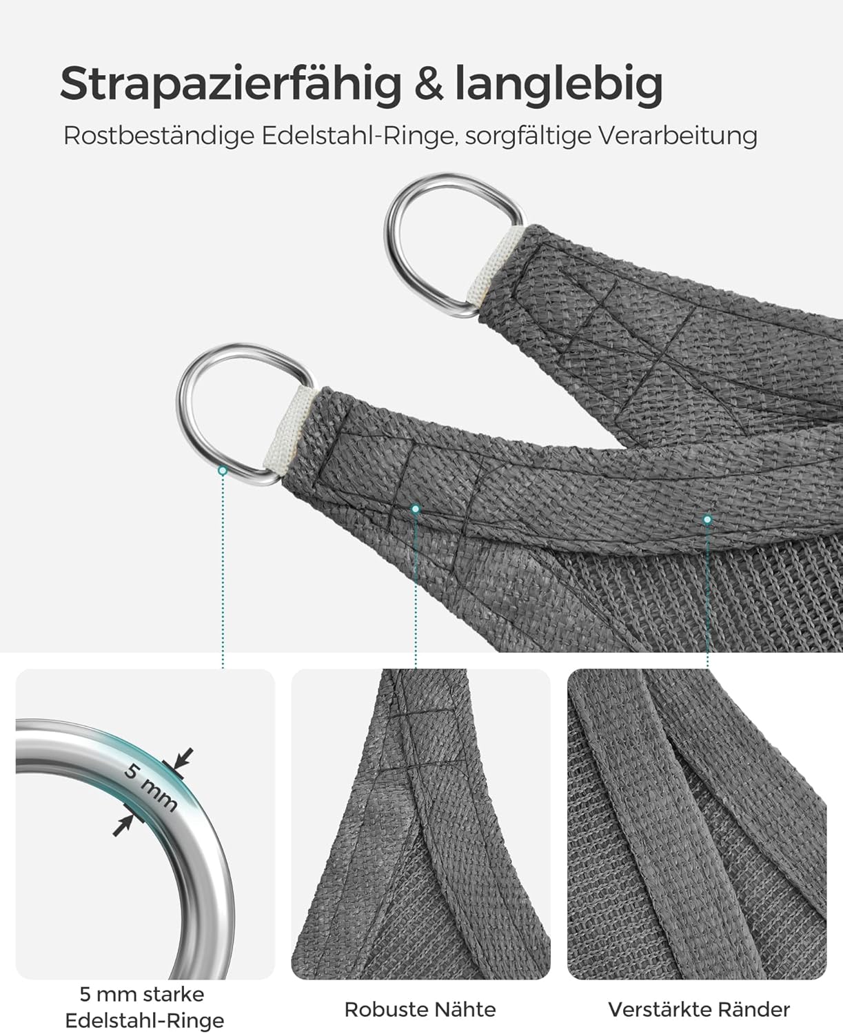 Thumbnail 3 de SONGMICS Sonnensegel 2 x 3 m HDPE