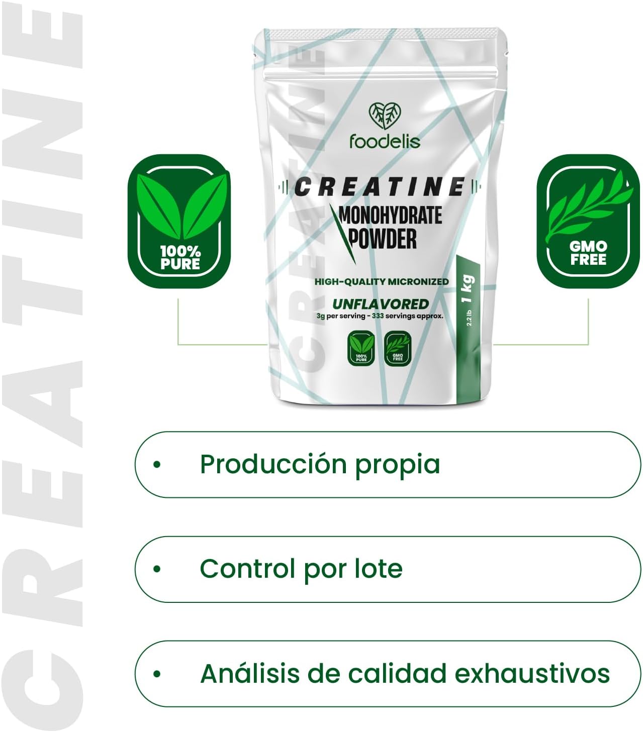 Thumbnail 6 de Foodelis Creatina Monohidratada 1 kg - ¡Pureza y Eficiencia! 💪