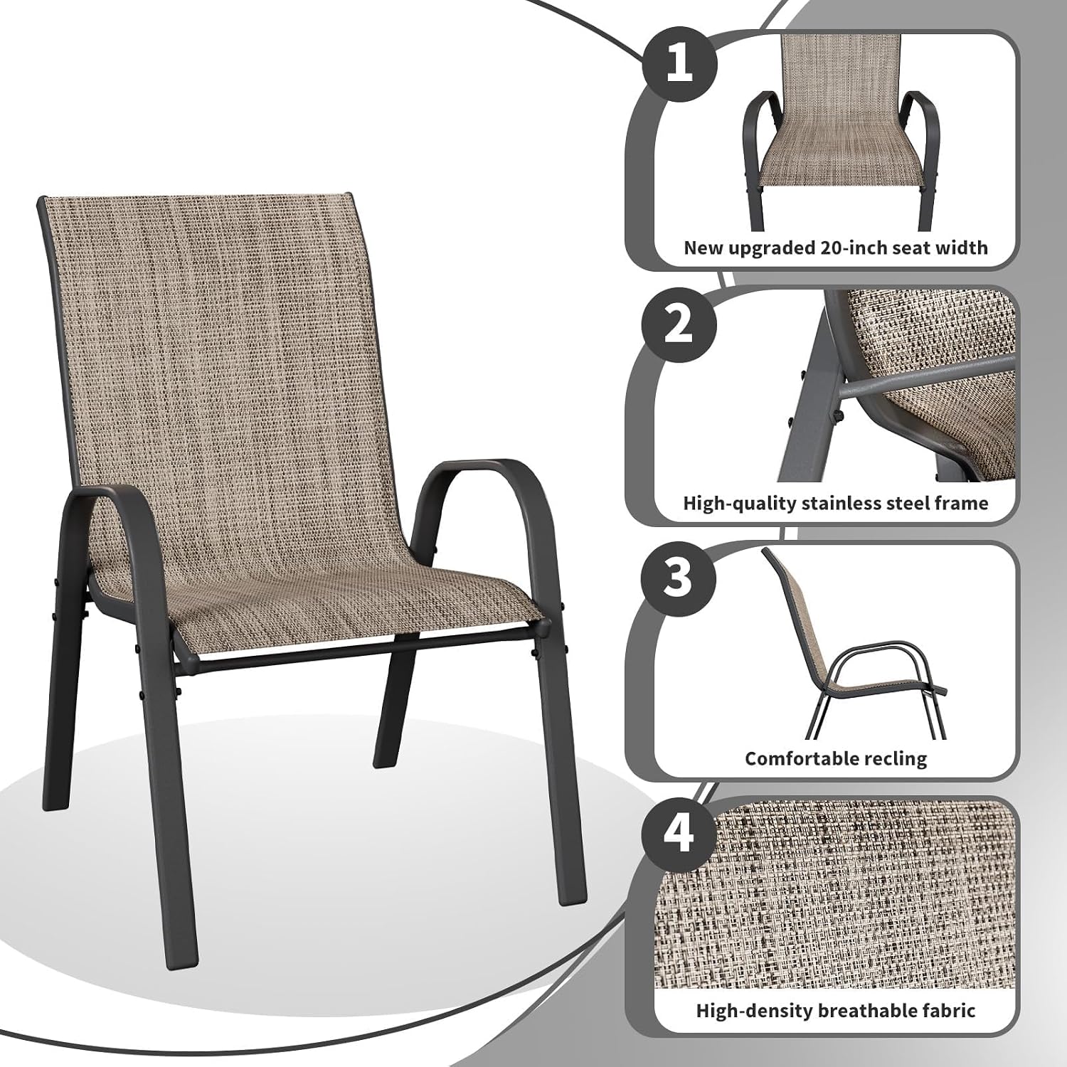 Thumbnail 4 de UDPATIO Set di 4 Sedie da Giardino Impilabili: comfort, stile e praticità per esterni
