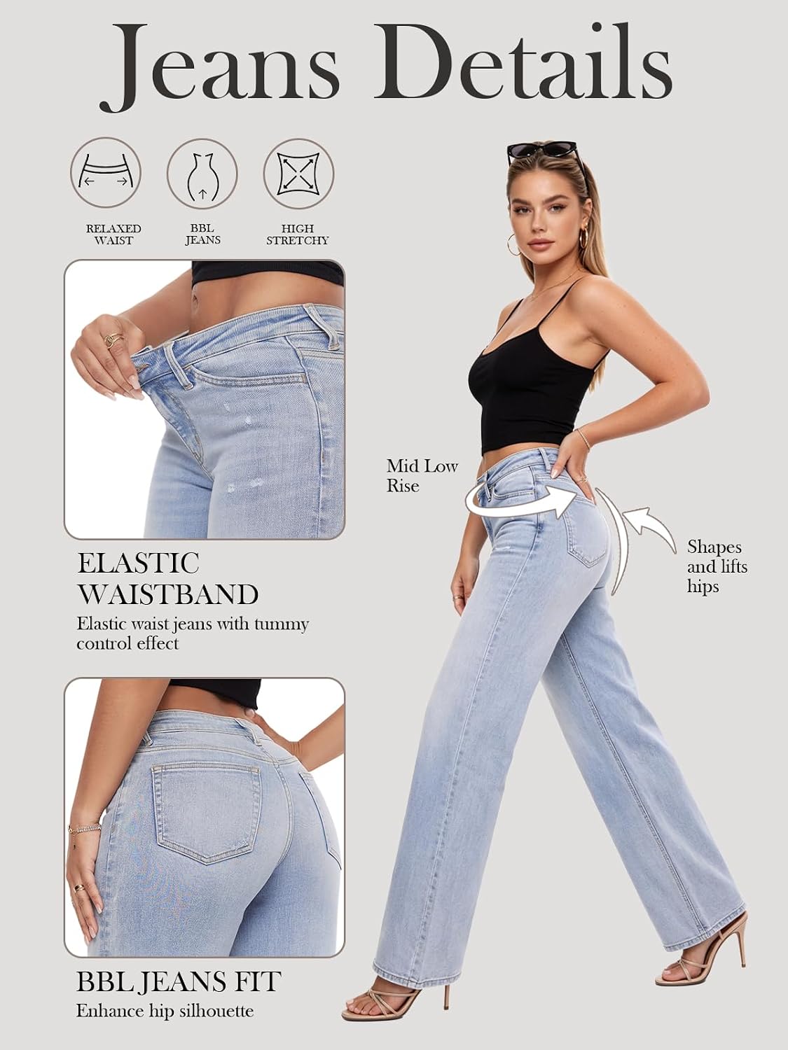 Detalle 1 de ONESO Wide Leg Baggy Jeans with 31 in inseam