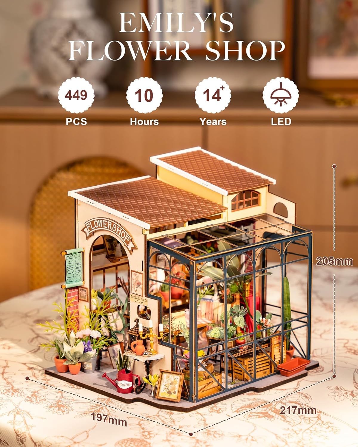 Thumbnail 2 de Rolife Miniature Maison de Poupée La Boutique de Fleurs d’Emily : kit DIY en bois avec éclairage LED