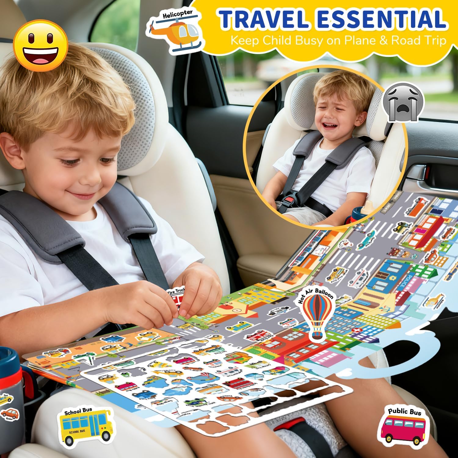 Thumbnail 2 de 6-Set Reusable Jelly Sticker Book for Toddlers (Ages 3–6) — Travel Sticker Activity Toys, 6 Themes