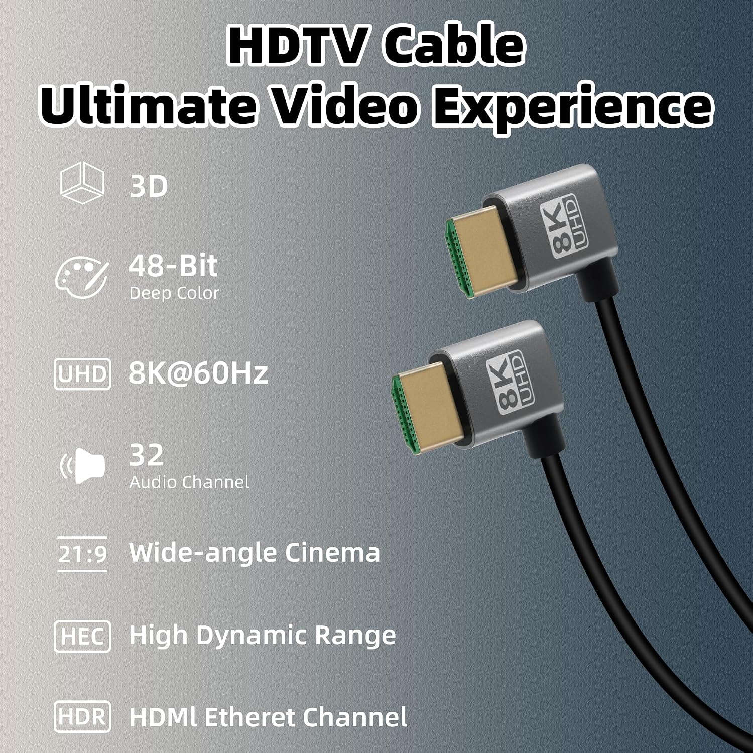 Detalle 2 de RIIEYOCA 8K 45 Degree HDTV Cable 1m