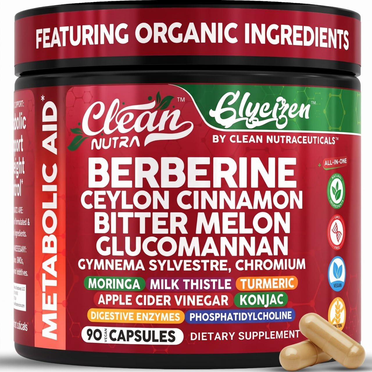 Detalle de Clean Nutra Berberine Supplement, 90 Capsules