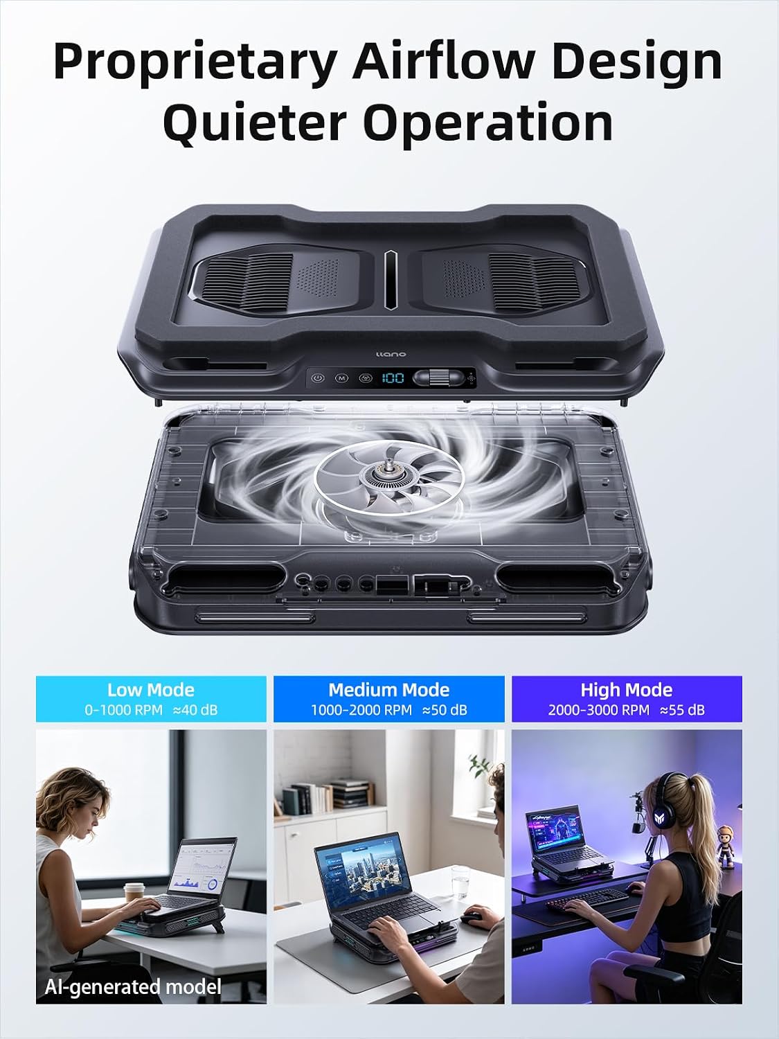 Detalle 2 de Llano laptop cooling pad V11 Pro