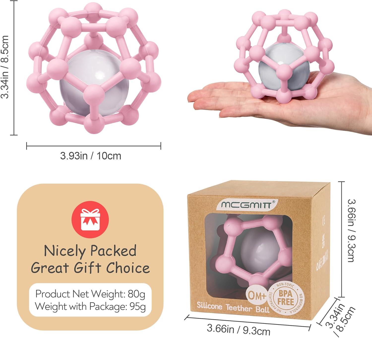 Thumbnail 6 de MCGMITT Balle Sensorielle Bébé en Silicone – Hochet de Dentition Souple 0–12 mois