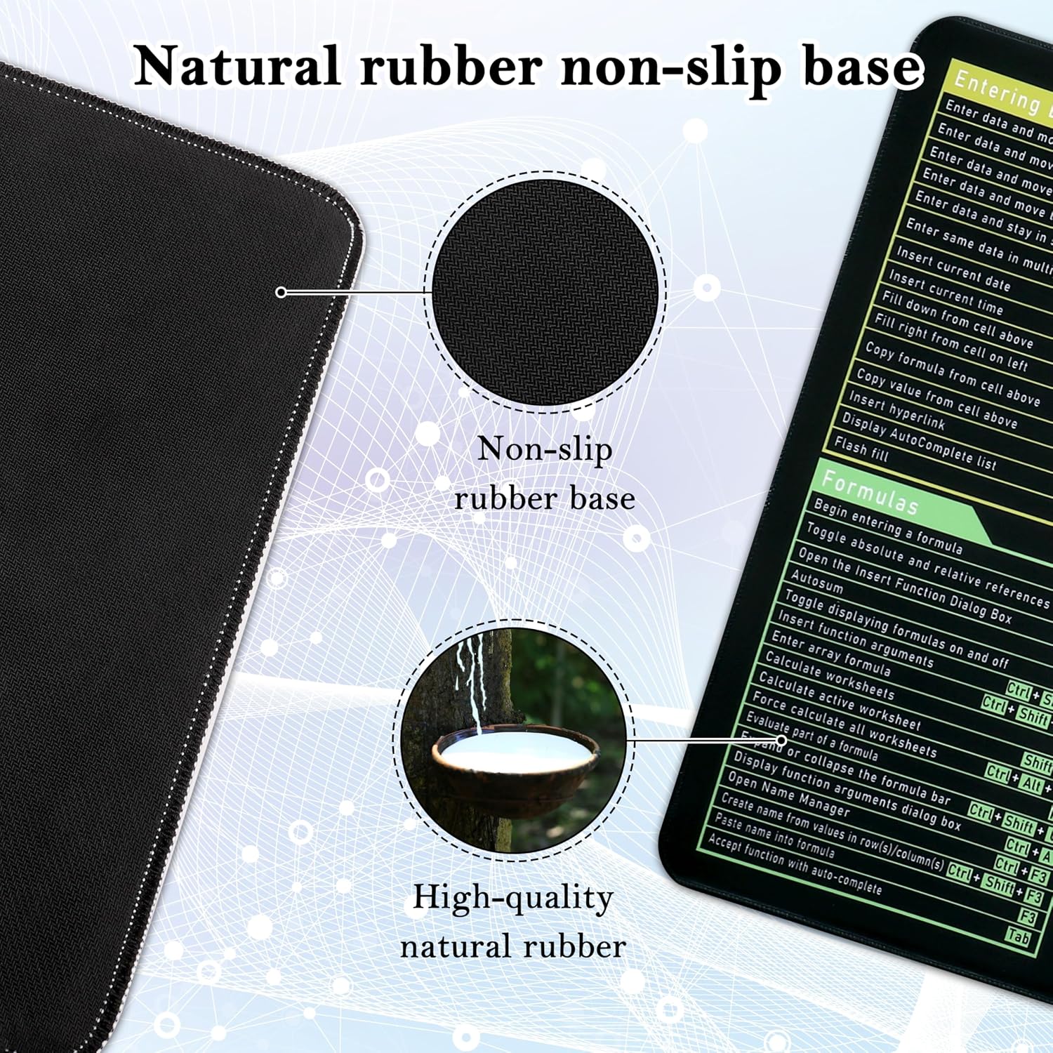 Detalle de Yimomoyi Mousepad „Excel Shortcuts“ – XXL Schreibtischunterlage 900 x 400 mm mit Anti-Rutsch-Unterseite
