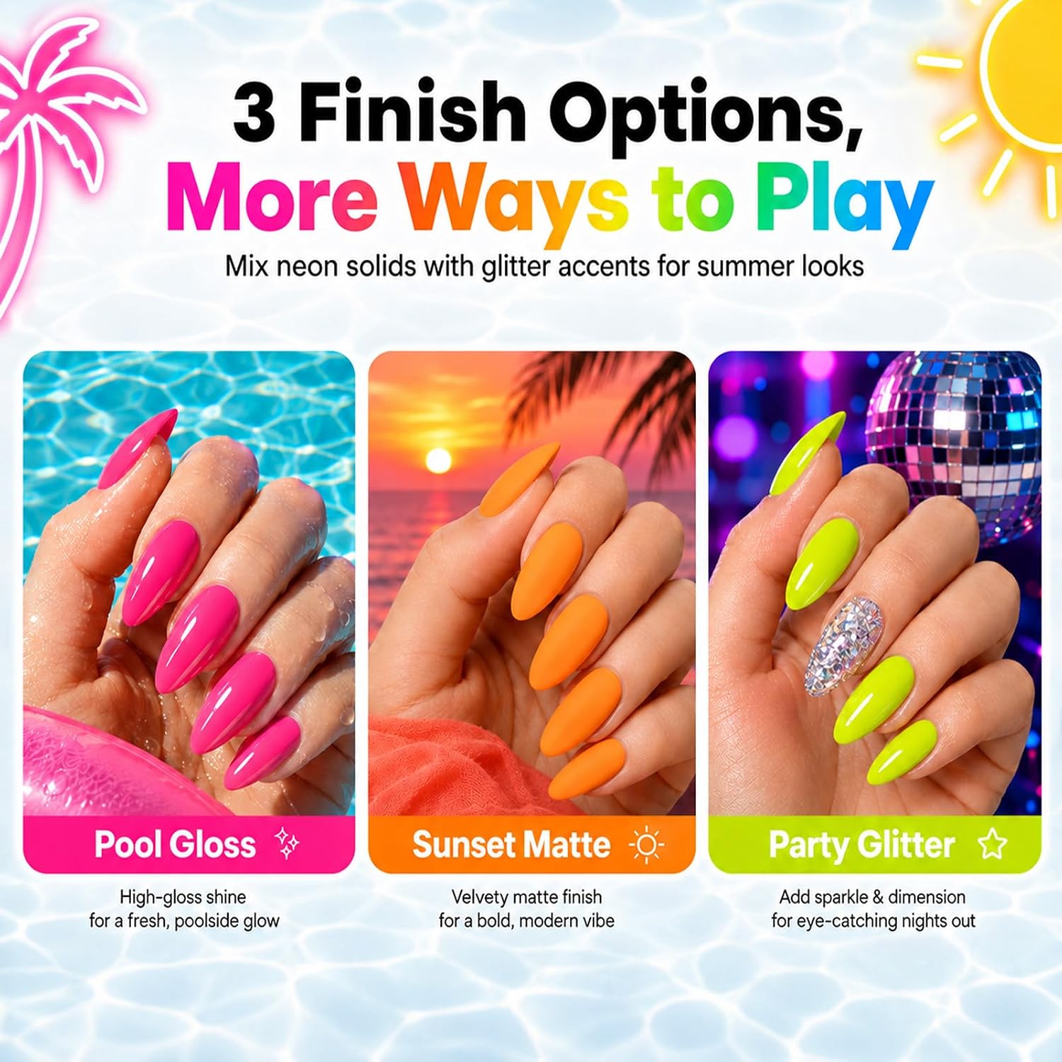 Detalle 2 de beetles Neon Gel Nail Polish Set (20 Colors) with Base & Top Coats