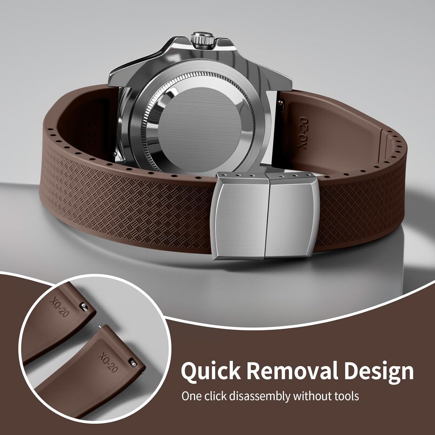 Thumbnail 2 de ULLCHRO Uhrenarmband aus FKM (Fluorkautschuk) mit Schnellverschluss – 20 mm & 22 mm